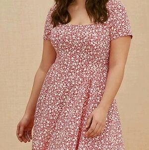 Torrid Pink and White Flutter Sleeve Maxi Sundress